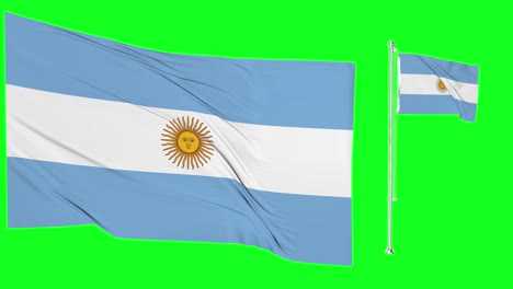 Pantalla-Verde-Ondeando-Bandera-Argentina-O-Asta-De-Bandera